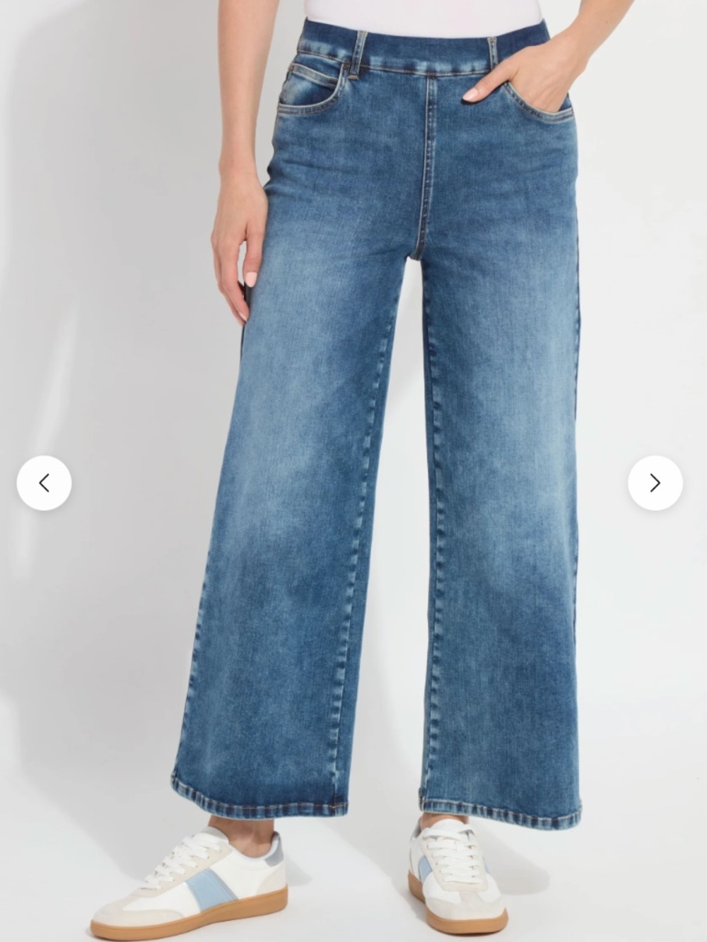 Sylvie Wide Leg Premium Denim - Hi-Low Mid Wash - NWT - Size Small